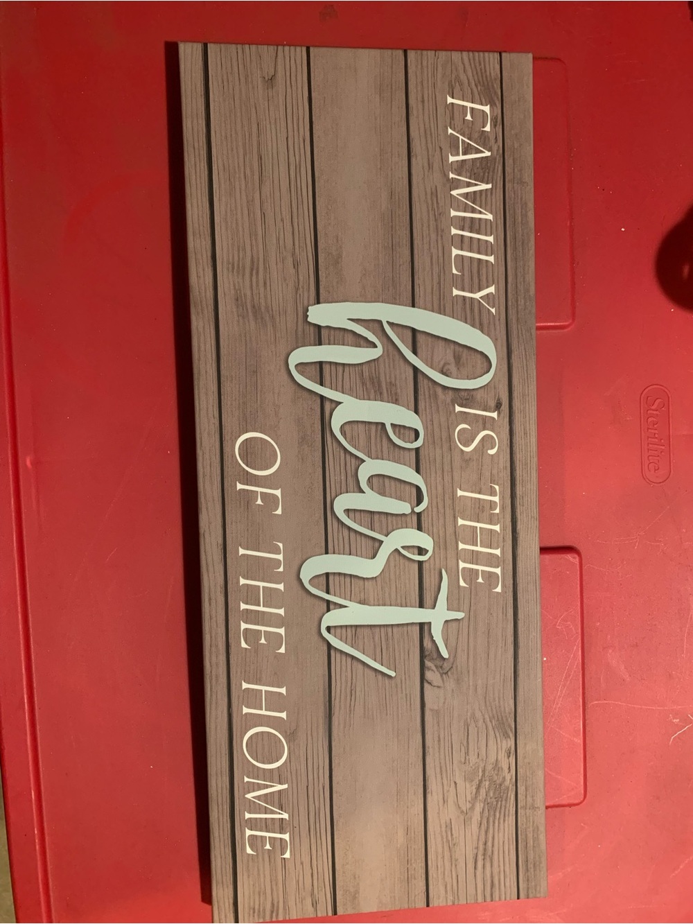 Family Is The Heart of the Home Wood Wall Sign - Light Blue & White